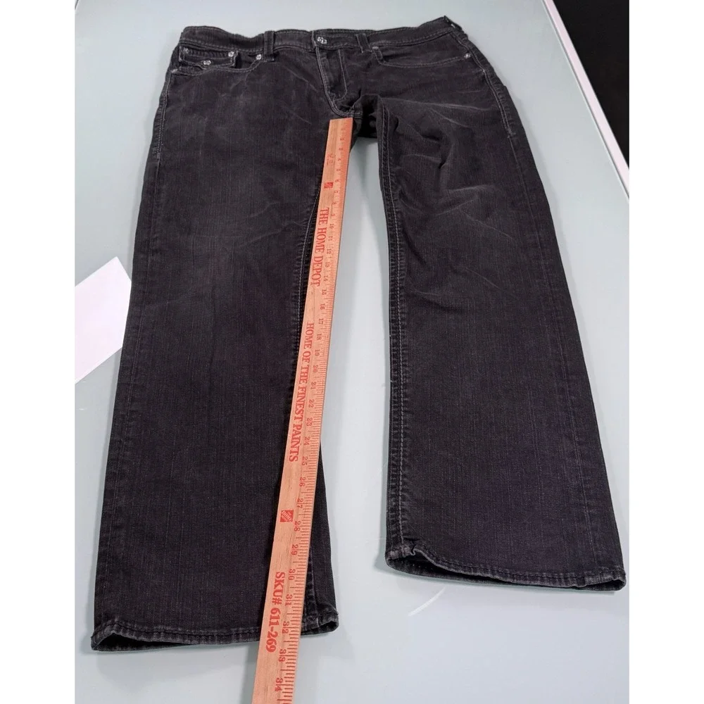 True Religion Straight WFLP Jeans Mens 38 Gray Mega T Flap Pocket Body Rinse